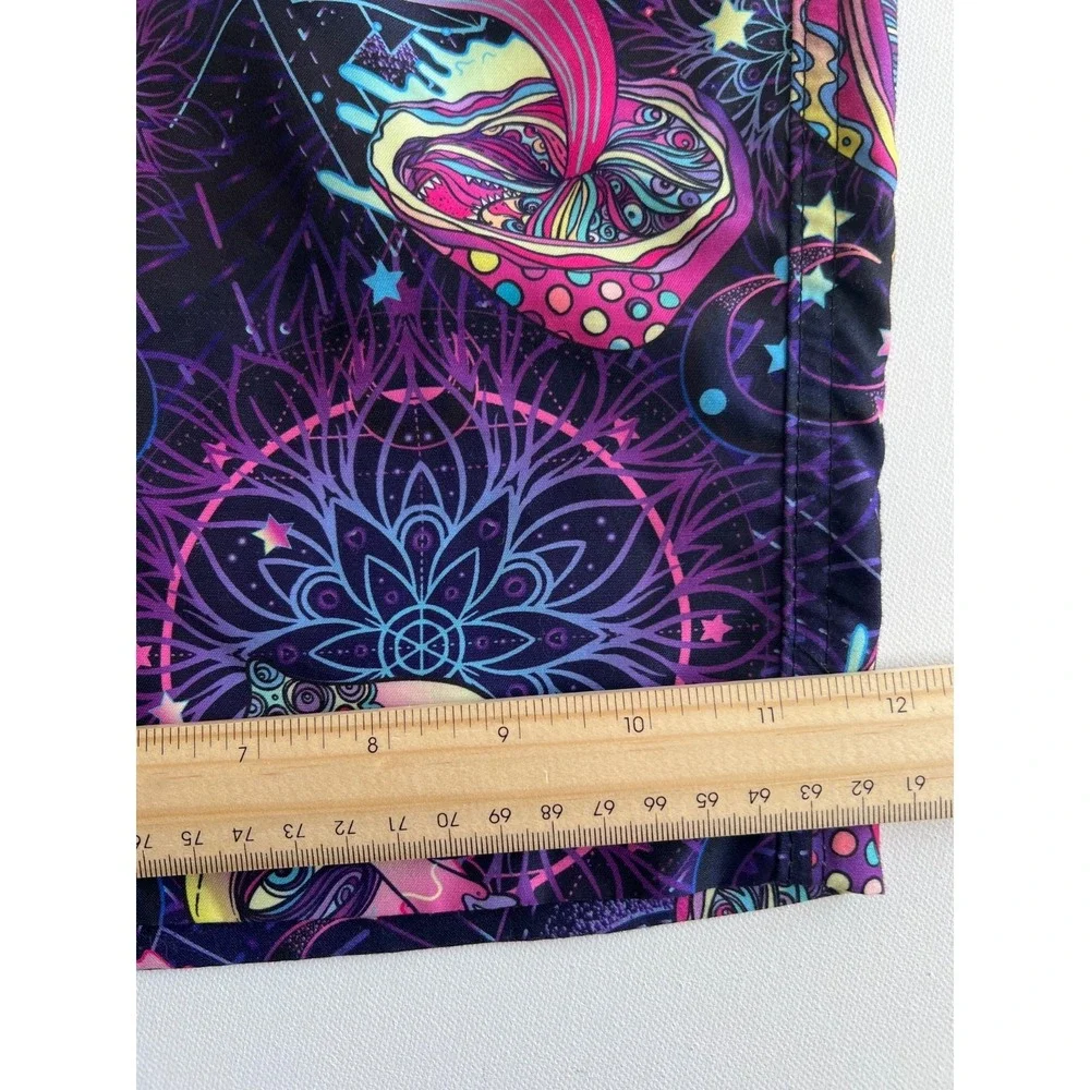 KRONIC Prints Drill Swim Trunks Shorts L Psychedelic Trippy Shroom Festival